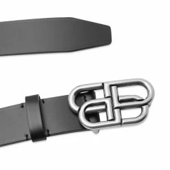 Balenciaga BB Buckle Leather Belt -Outlet Scarves Store 02 11 2022 LL 570370 1CH0B 1000 2 1
