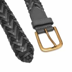 Corridor Braided Leather Belt -Outlet Scarves Store 07 11 2022 JD AC0001 BLK 2 1