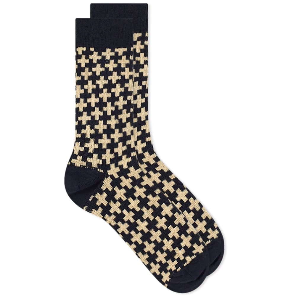 Blue Blue Japan Juji Tsunagi Jacquard Sock 3 Blue Blue Japan Juji Tsunagi Jacquard Sock