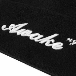Awake NY Script Logo Beanie -Outlet Scarves Store 22 11 2022 GH AWK FW22 HT003 BLK 2 1