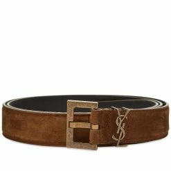 Saint Laurent Metal Logo Suede Belt